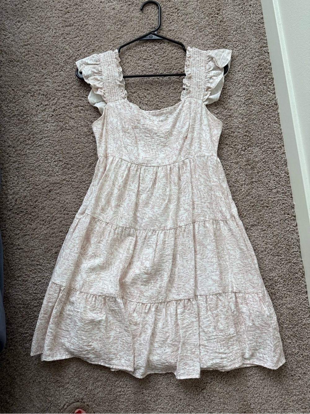 Women’s Cream Tiered Ruffle Strap Casual Dress